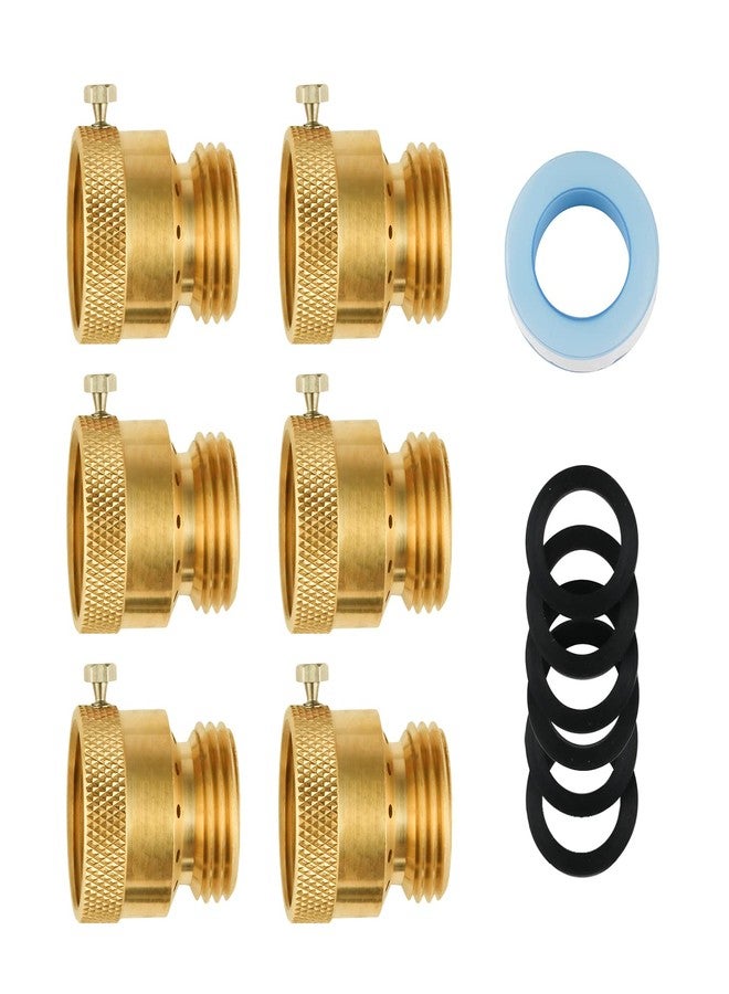 SUNGATOR 6-Pack Vacuum Breakers, 3/4'' Anti Siphon Valve Outside Faucet, 3/4 Inch GHT Hose Bib Backflow Preventer for Outdoor Faucet, Brass 3/4'' Hose Bib Anti-Backflow Vacuum Breakers for Garden Hose - Image 1